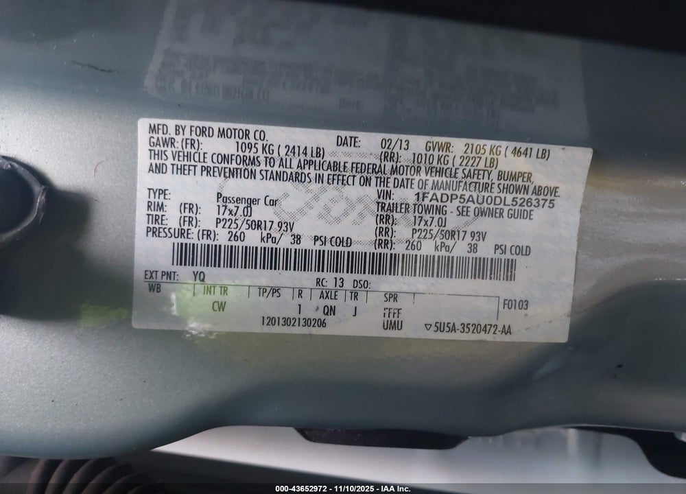 2013 FORD C-MAX HYBRID SE VIN: 1FADP5AU0DL526375