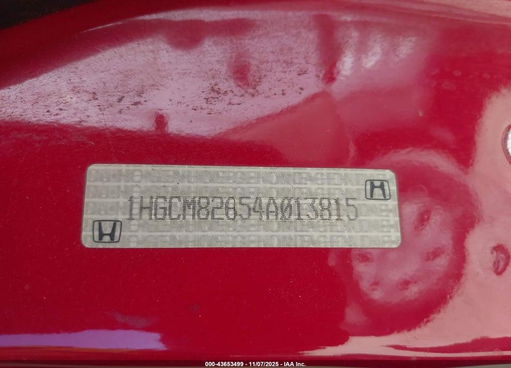 2004 HONDA ACCORD 3.0 EX VIN: 1HGCM82654A013815