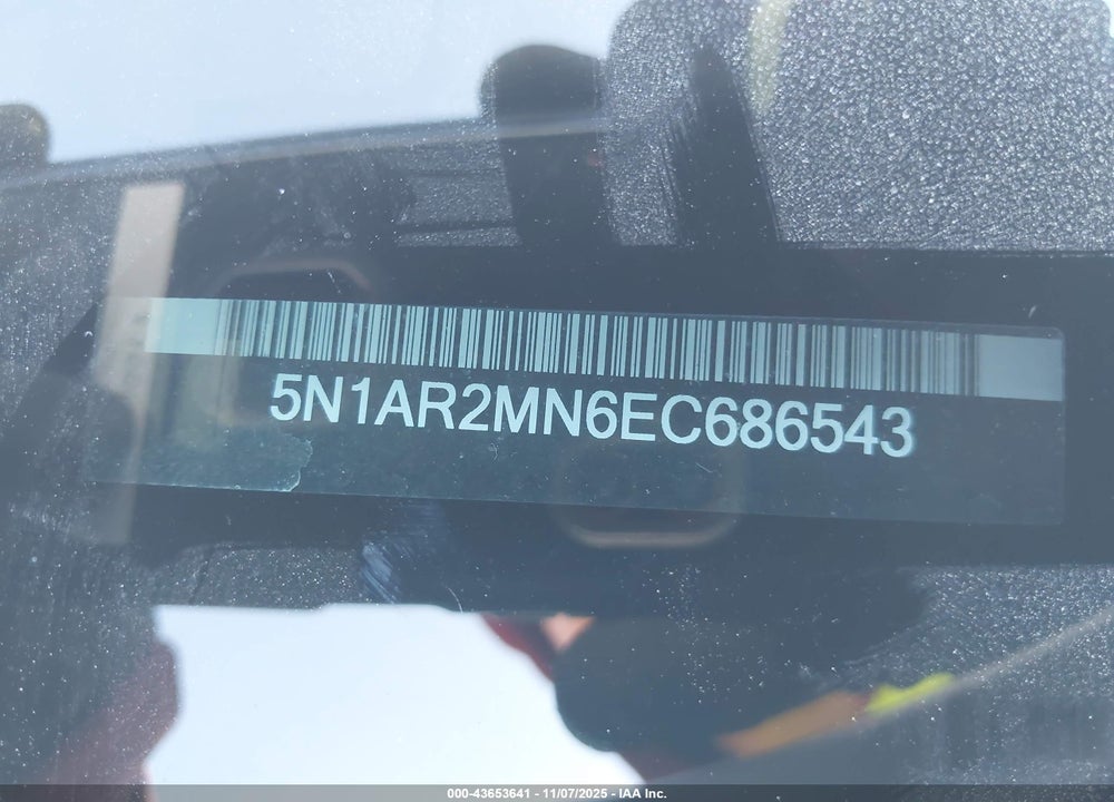 2014 NISSAN PATHFINDER PLATINUM VIN: 5N1AR2MN6EC686543