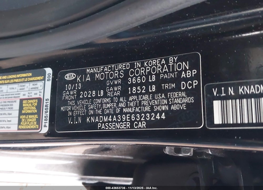 2014 KIA RIO LX VIN: KNADM4A39E6323244