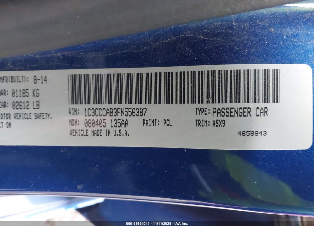 2015 CHRYSLER 200 VIN: 1C3CCCAB3FN556387