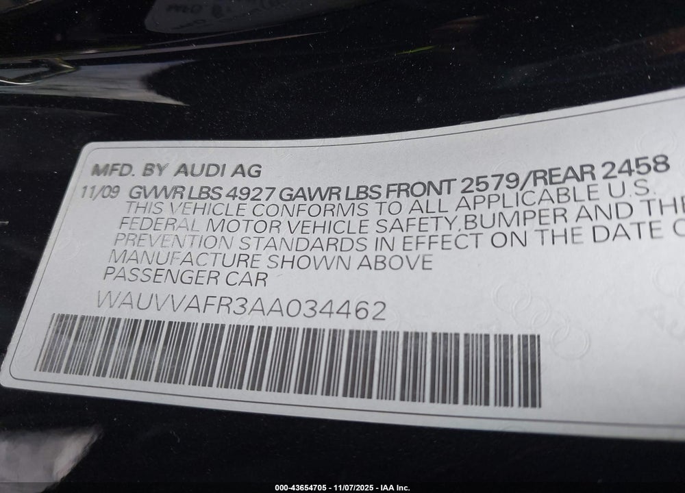 2010 AUDI S5 4.2 PREMIUM PLUS VIN: WAUVVAFR3AA034462