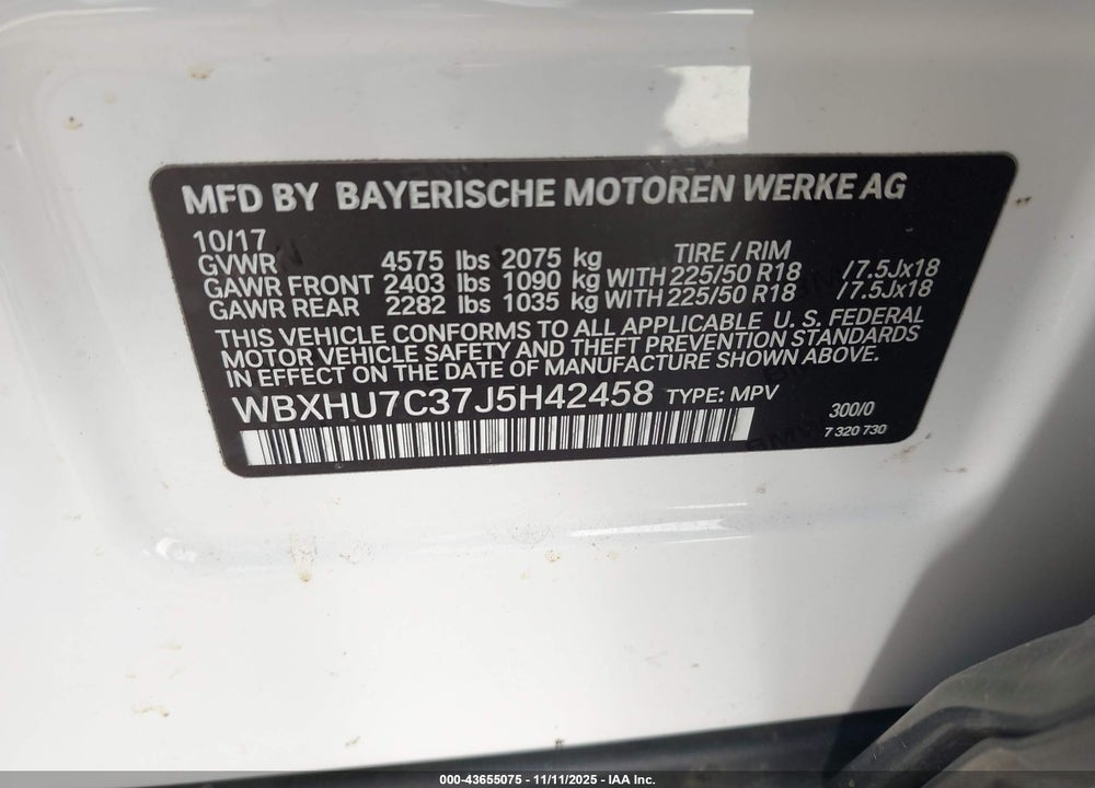 2018 BMW X1 SDRIVE28I VIN: WBXHU7C37J5H42458