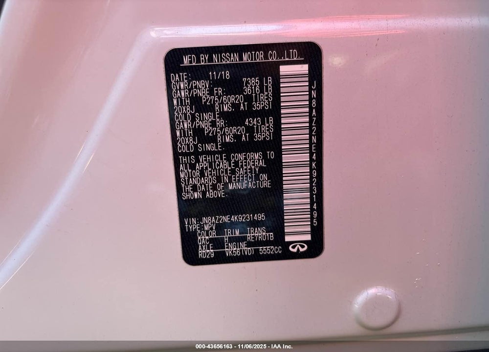 2019 INFINITI QX80 LUXE VIN: JN8AZ2NE4K9231495