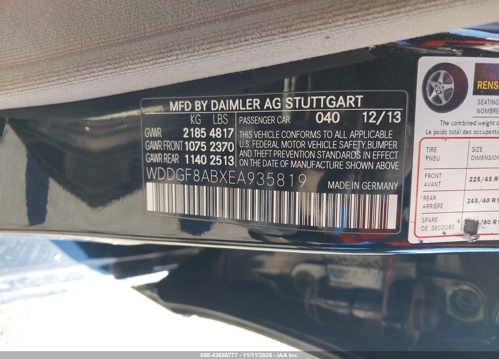 2014 MERCEDES-BENZ C 300 SPORT 4MATIC VIN: WDDGF8ABXEA935819