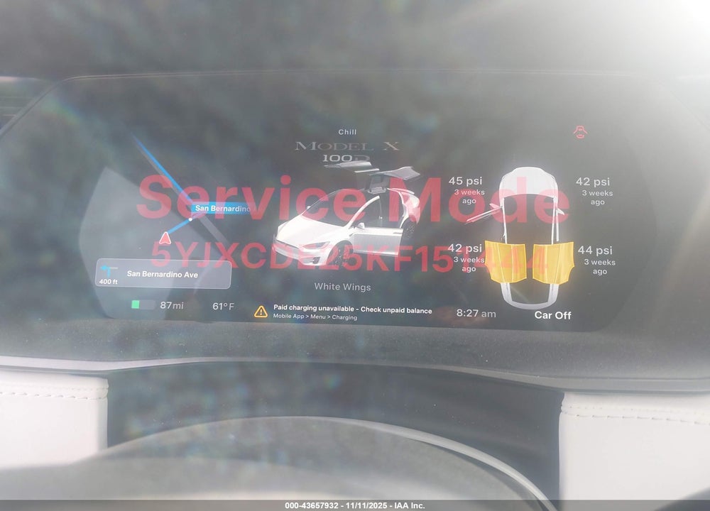 2019 TESLA MODEL X 100D/75D/LONG RANGE/STANDARD RANGE VIN: 5YJXCDE25KF151444