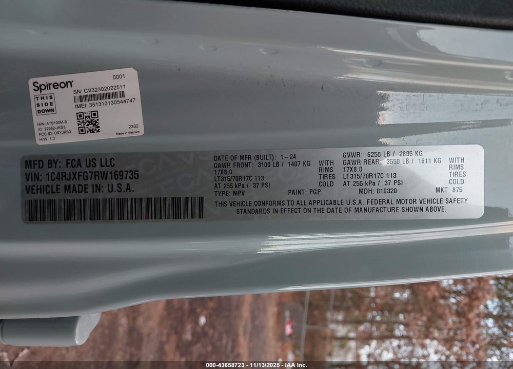 2024 JEEP WRANGLER 4-DOOR RUBICON 4X4 VIN: 1C4RJXFG7RW169735