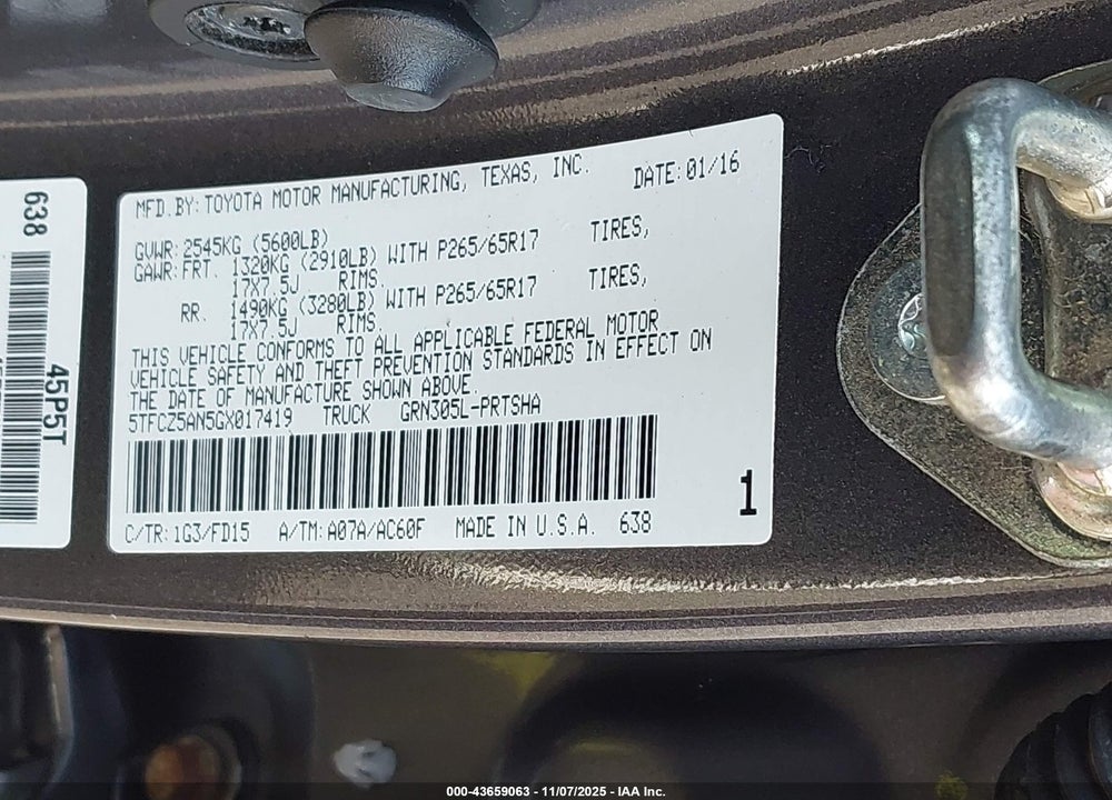 2016 TOYOTA TACOMA TRD SPORT VIN: 5TFCZ5AN5GX017419