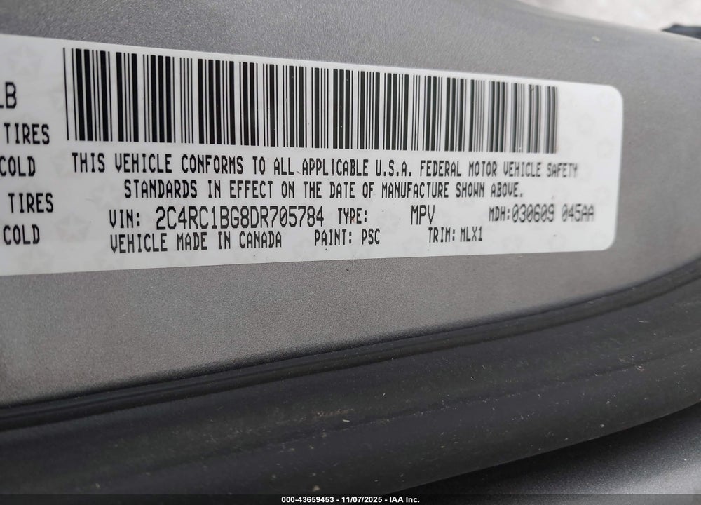 2013 CHRYSLER TOWN & COUNTRY TOURING VIN: 2C4RC1BG8DR705784