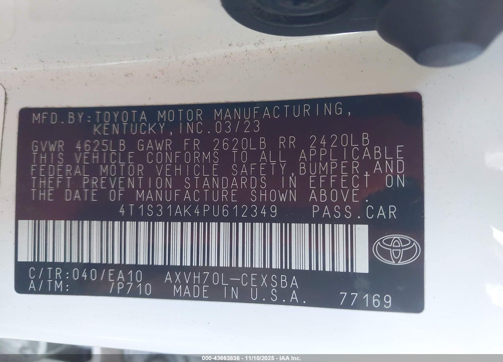 2023 TOYOTA CAMRY SE HYBRID VIN: 4T1S31AK4PU612349