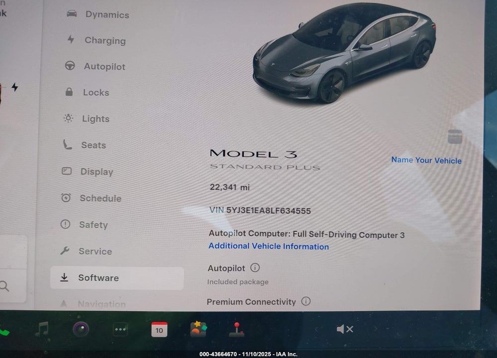 2020 TESLA MODEL 3 STANDARD RANGE PLUS REAR-WHEEL DRIVE/STANDARD RANGE REAR-WHEEL DRIVE VIN: 5YJ3E1EA8LF634555