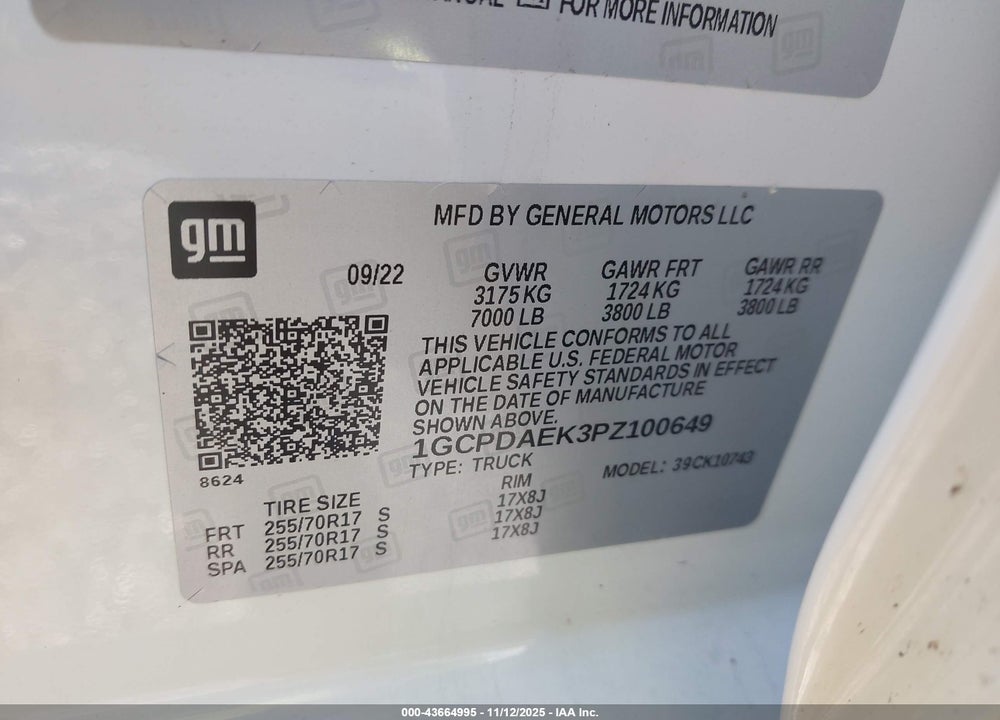 2023 CHEVROLET SILVERADO 1500 4WD STANDARD BED WT VIN: 1GCPDAEK3PZ100649