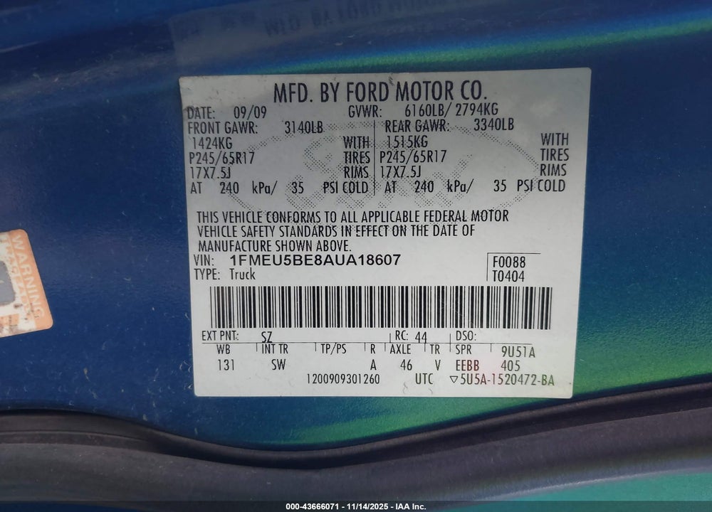 2010 FORD EXPLORER SPORT TRAC XLT VIN: 1FMEU5BE8AUA18607