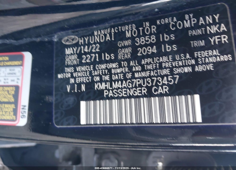 2023 HYUNDAI ELANTRA SEL VIN: KMHLM4AG7PU373457