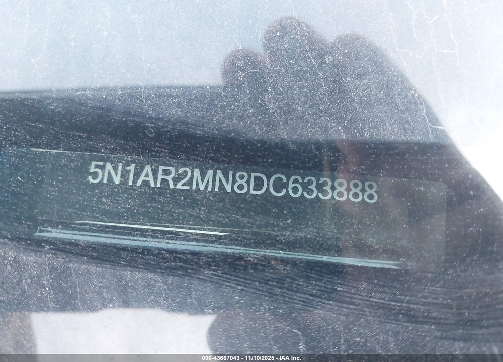 2013 NISSAN PATHFINDER S VIN: 5N1AR2MN8DC633888