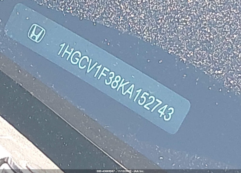 2019 HONDA ACCORD SPORT VIN: 1HGCV1F38KA152743