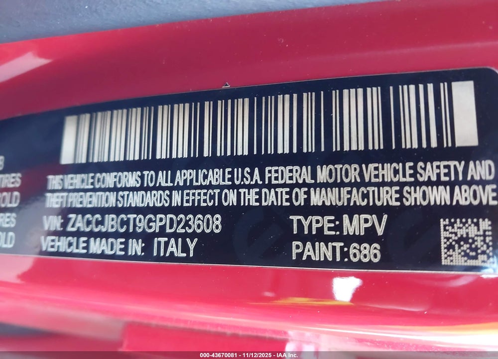 2016 JEEP RENEGADE TRAILHAWK VIN: ZACCJBCT9GPD23608