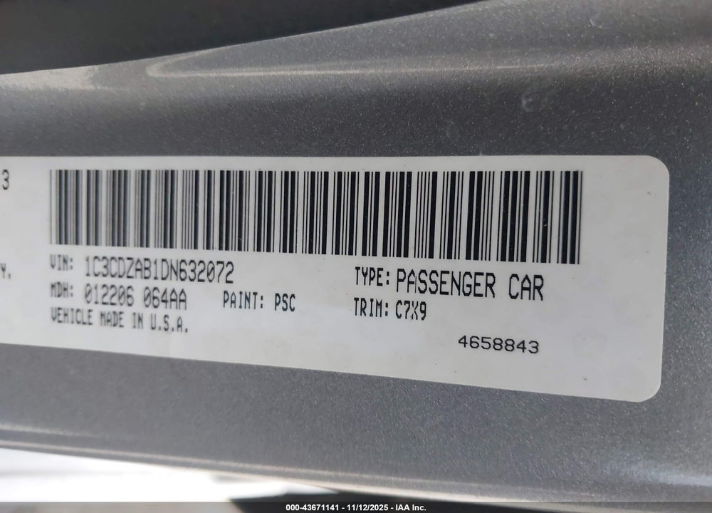2013 DODGE AVENGER SE VIN: 1C3CDZAB1DN632072