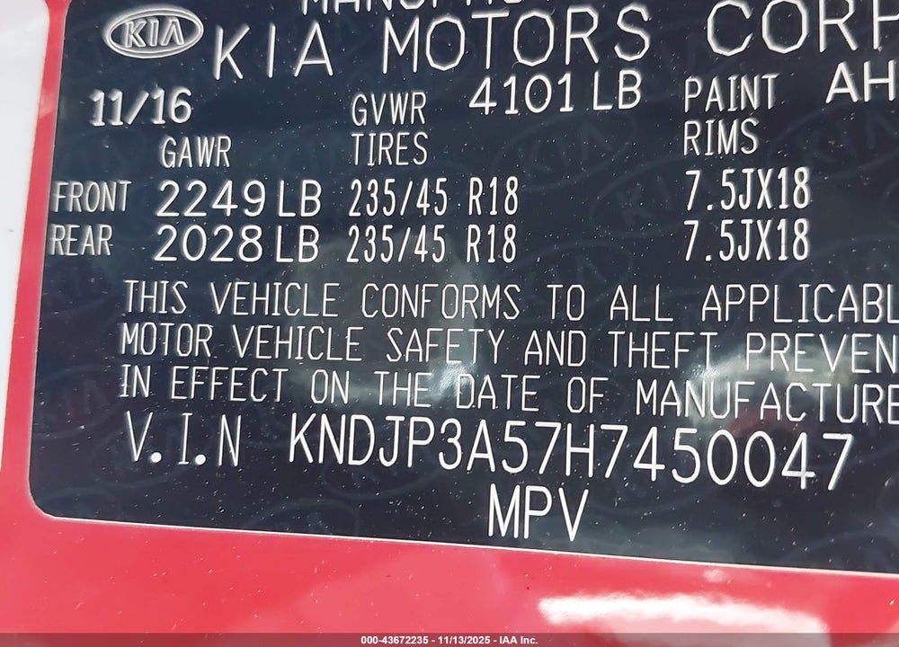 2017 KIA SOUL VIN: KNDJP3A57H7450047