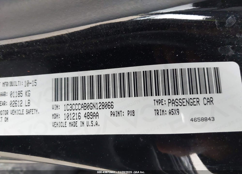 2016 CHRYSLER 200 LIMITED VIN: 1C3CCCAB0GN128066