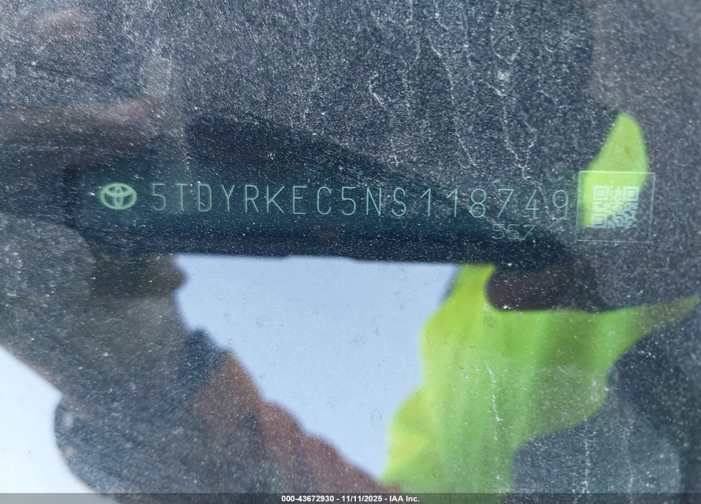 2022 TOYOTA SIENNA XLE VIN: 5TDYRKEC5NS118749