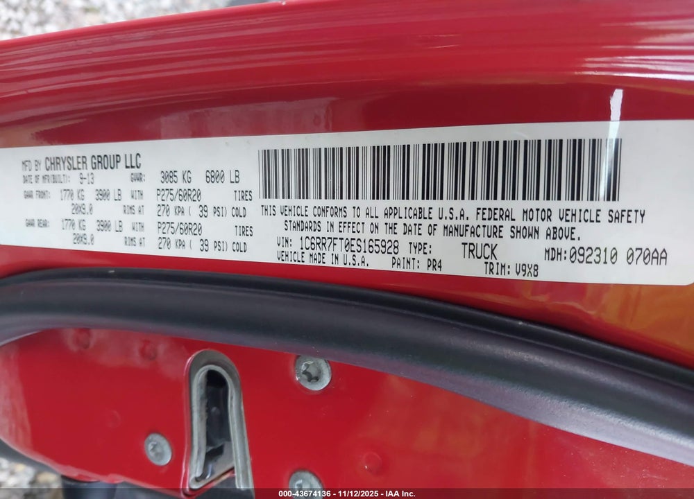 2014 RAM 1500 EXPRESS VIN: 1C6RR7FT0ES165928