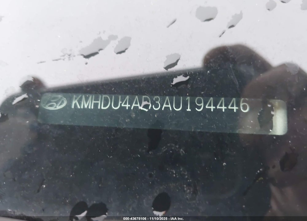 2010 HYUNDAI ELANTRA VIN: KMHDU4AD3AU194446