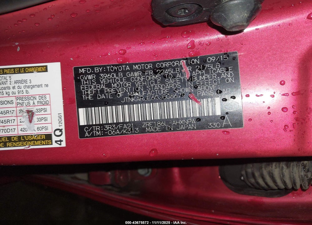 2016 SCION IM VIN: JTNKARJE6GJ508672