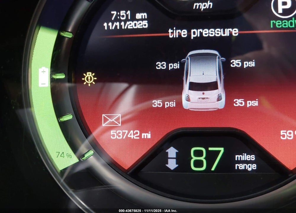 2016 FIAT 500E BATTERY ELECTRIC VIN: 3C3CFFGE1GT129687