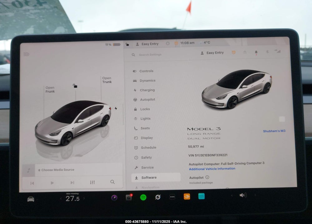 2022 TESLA MODEL 3 LONG RANGE DUAL MOTOR ALL-WHEEL DRIVE VIN: 5YJ3E1EB0NF339221
