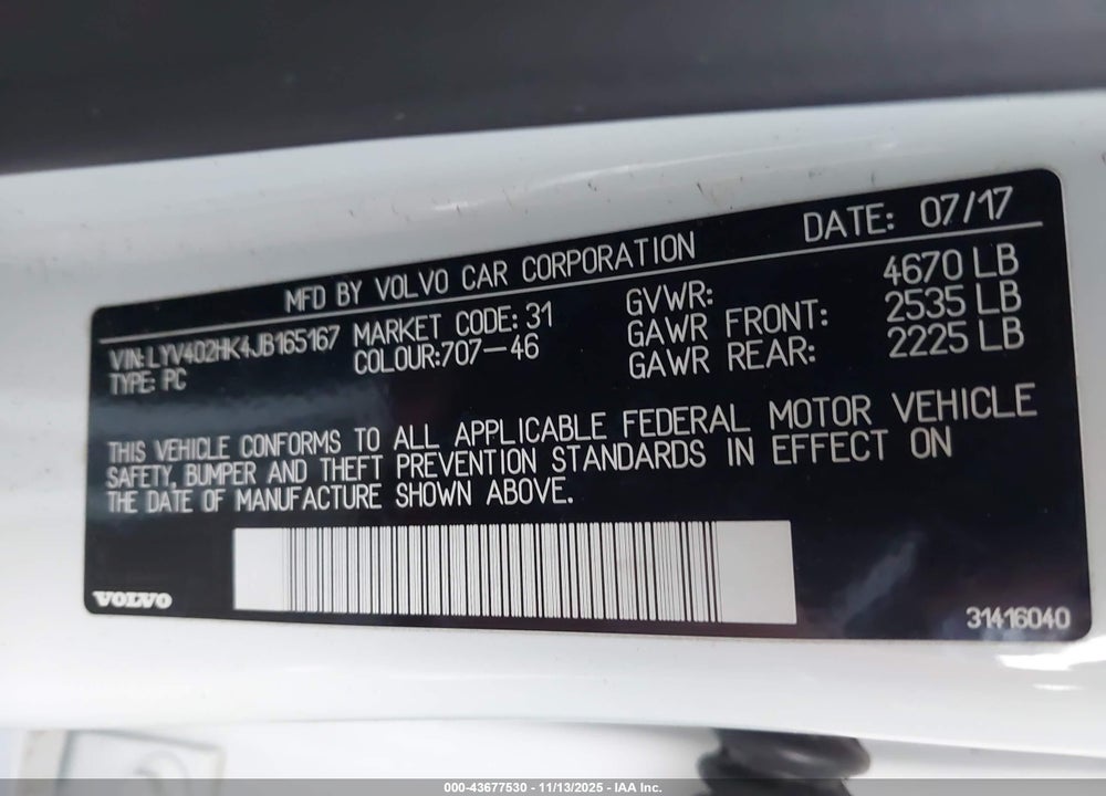 2018 VOLVO S60 INSCRIPTION T5 VIN: LYV402HK4JB165167