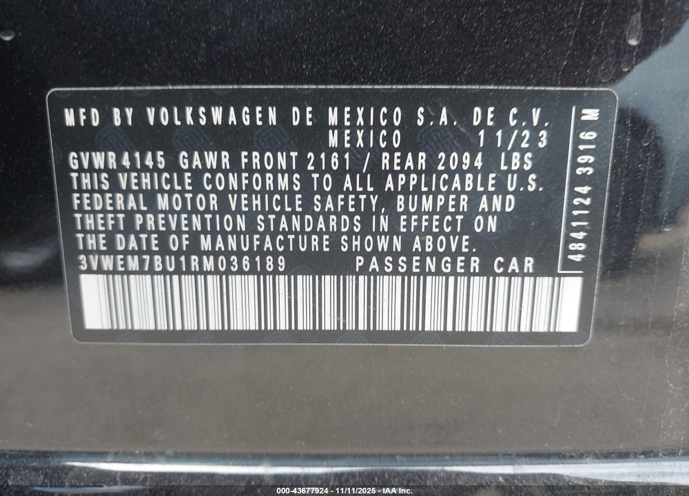 2024 VOLKSWAGEN JETTA 1.5T SE VIN: 3VWEM7BU1RM036189