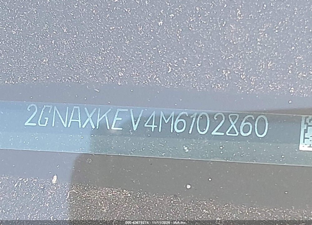 2021 CHEVROLET EQUINOX VIN: 2GNAXKEV4M6102860