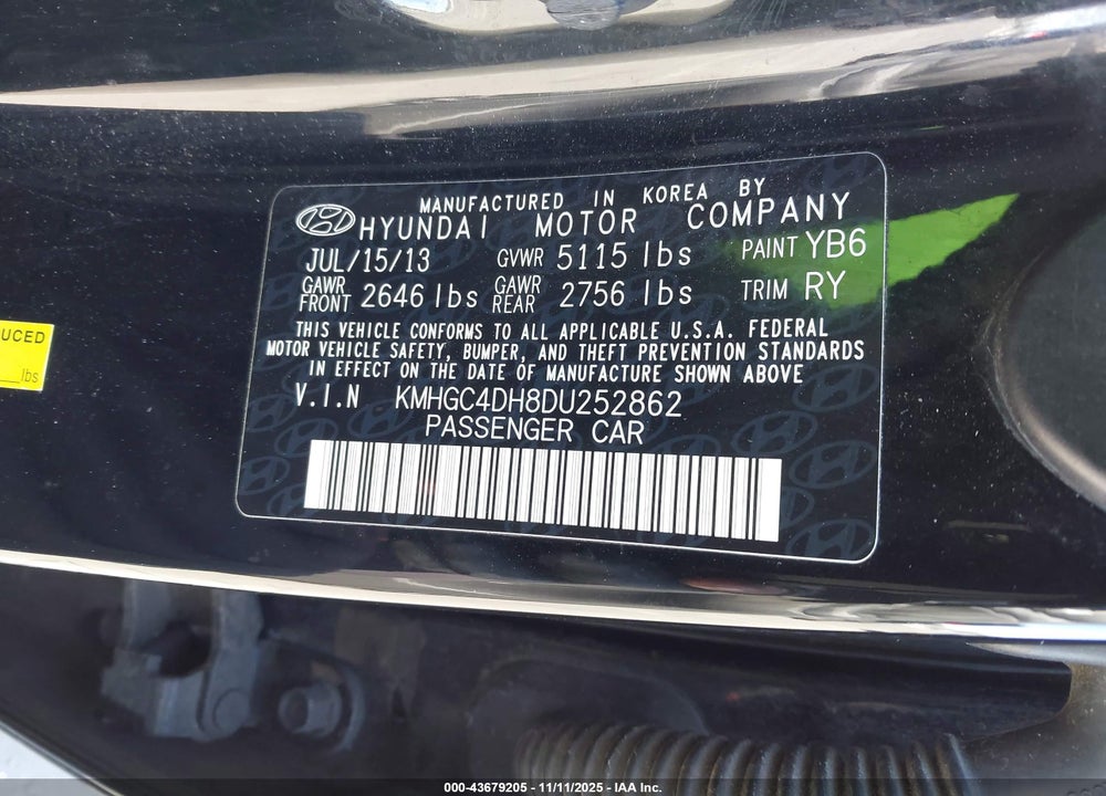 2013 HYUNDAI GENESIS 5.0 R-SPEC VIN: KMHGC4DH8DU252862