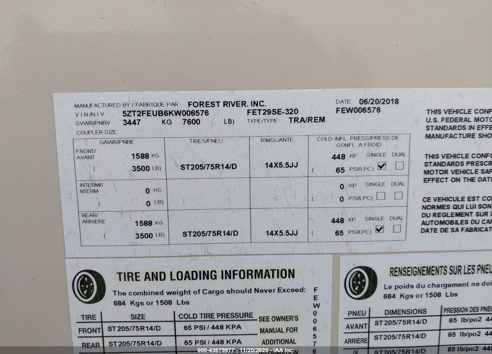 2019 COACHMEN FREEDOM EXPRESS SELE VIN: 5ZT2FEUB6KW006576