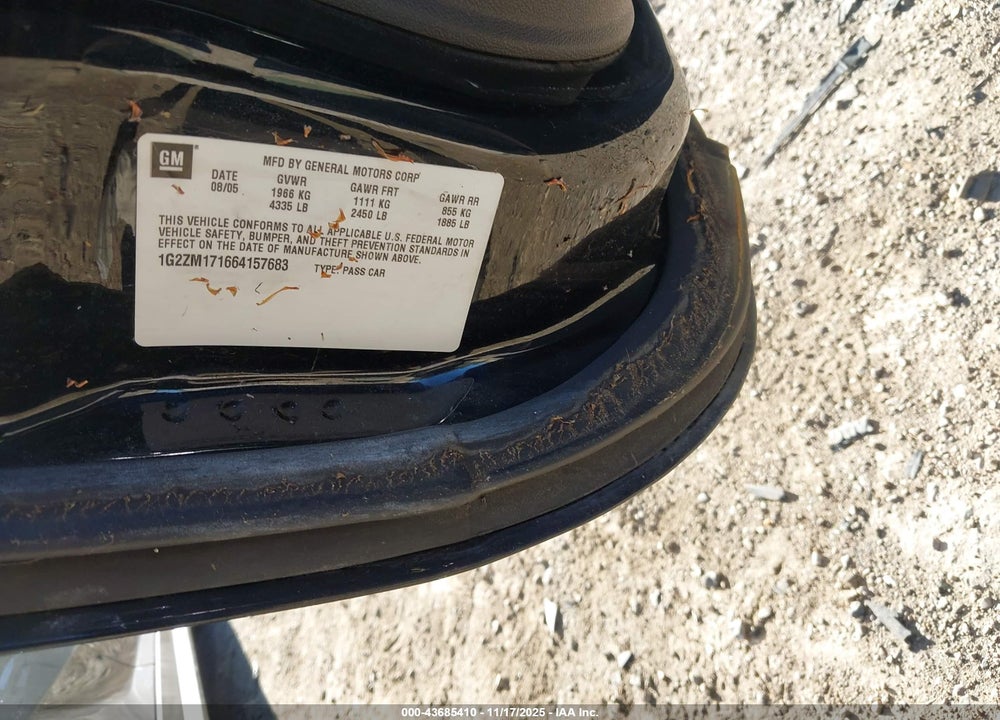 2006 PONTIAC G6 GTP VIN: 1G2ZM171664157683