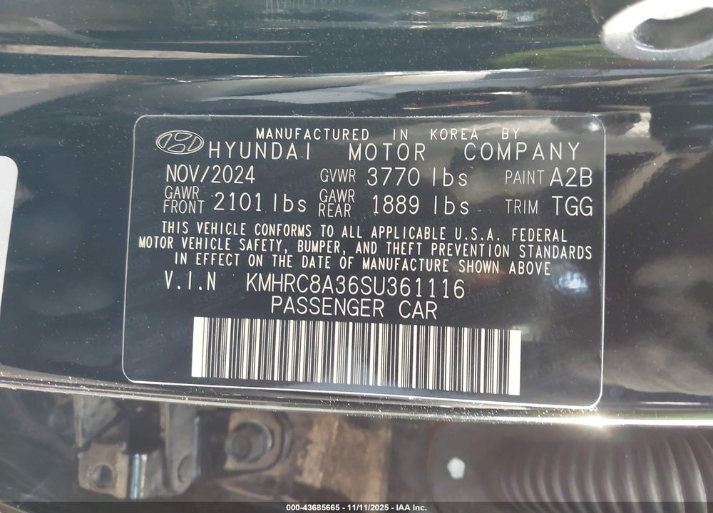 2025 HYUNDAI VENUE SEL VIN: KMHRC8A36SU361116