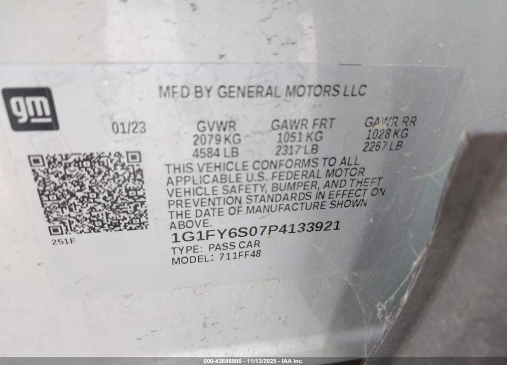 2023 CHEVROLET BOLT EUV VIN: 1G1FY6S07P4133921