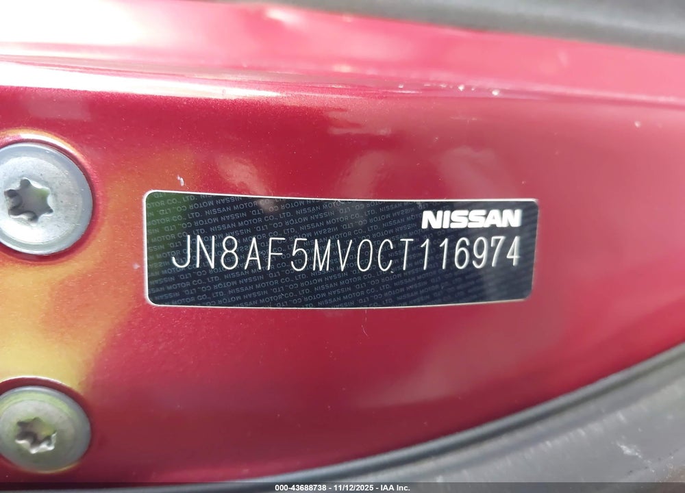 2012 NISSAN JUKE SL VIN: JN8AF5MV0CT116974