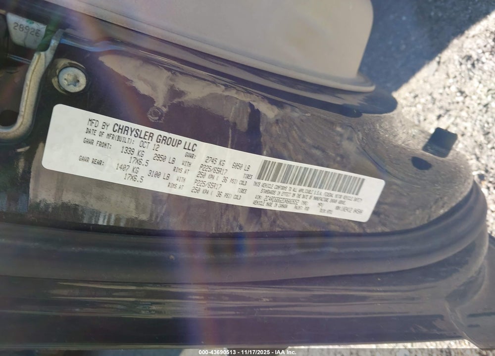 2013 DODGE GRAND CARAVAN SE VIN: 2C4RDGBG2DR602652