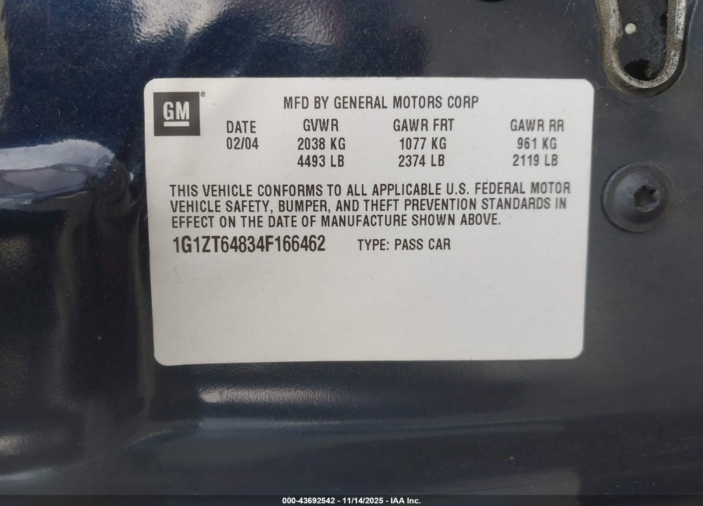 2004 CHEVROLET MALIBU MAXX LS VIN: 1G1ZT64834F166462