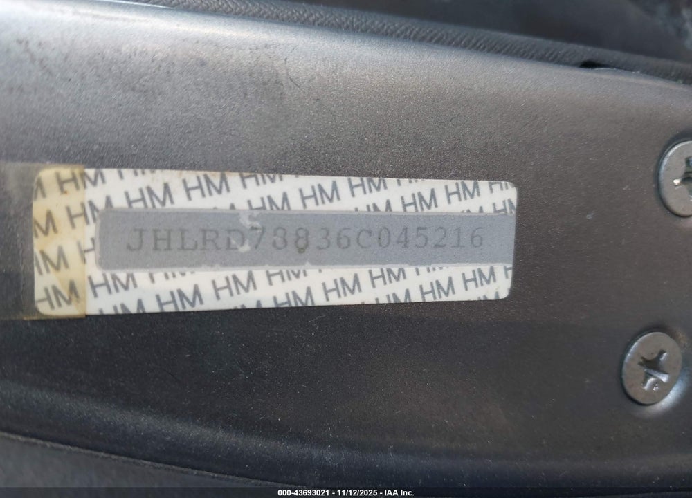 2006 HONDA CR-V EX VIN: JHLRD78836C045216