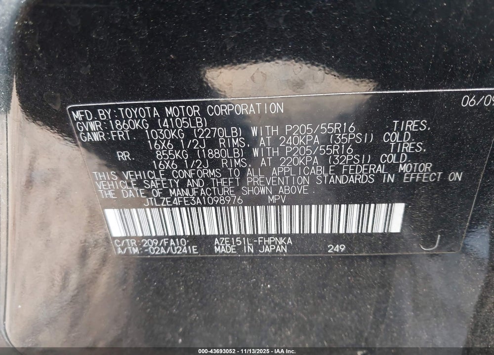2010 SCION XB VIN: JTLZE4FE3A1098976