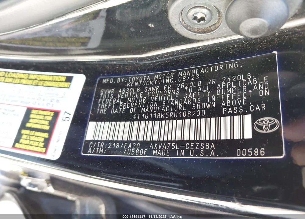 2024 TOYOTA CAMRY SE VIN: 4T1G11BK5RU108230