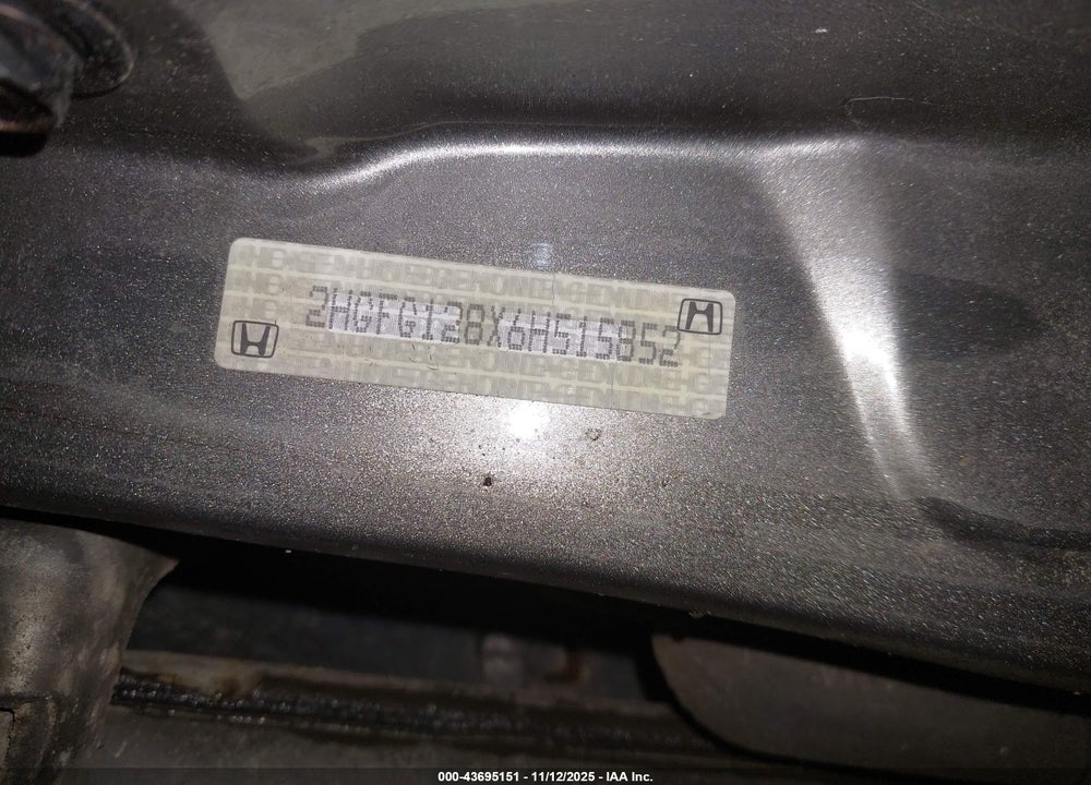 2006 HONDA CIVIC EX VIN: 2HGFG128X6H515852