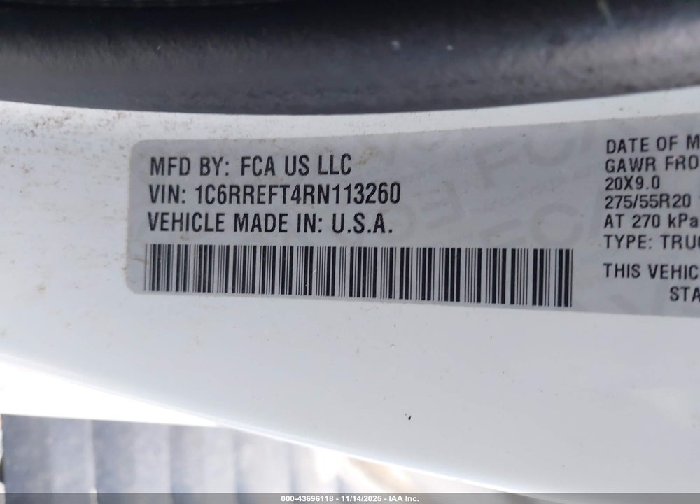 2024 RAM 1500 BIG HORN  4X2 5'7 BOX VIN: 1C6RREFT4RN113260