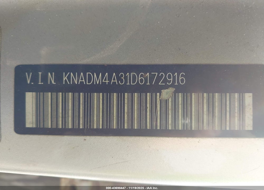 2013 KIA RIO LX VIN: KNADM4A31D6172916