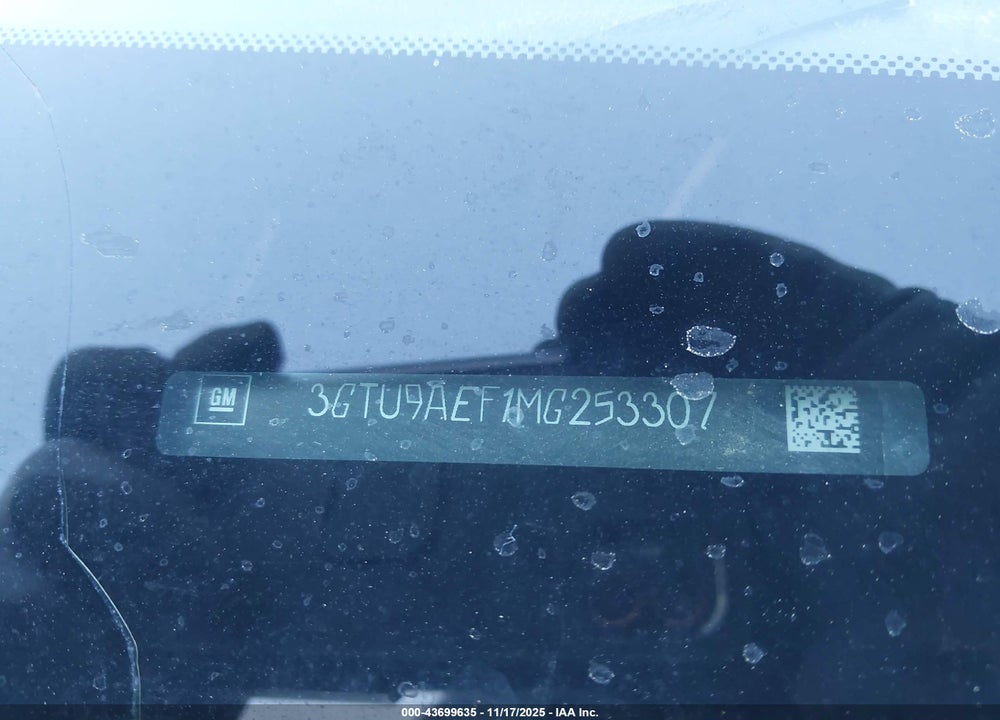 2021 GMC SIERRA 1500 4WD  SHORT BOX VIN: 3GTU9AEF1MG253307