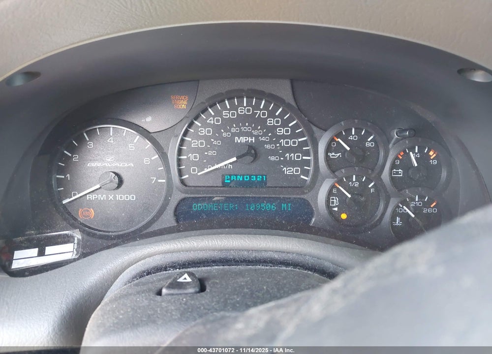 2002 OLDSMOBILE BRAVADA VIN: 1GHDT13S322127970