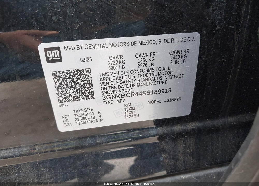 2025 CHEVROLET BLAZER FWD 2LT VIN: 3GNKBCR44SS189913